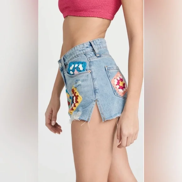 Blank NYC Wildest Rhythm Patchwork Shorts NWT - Picture 15 of 16